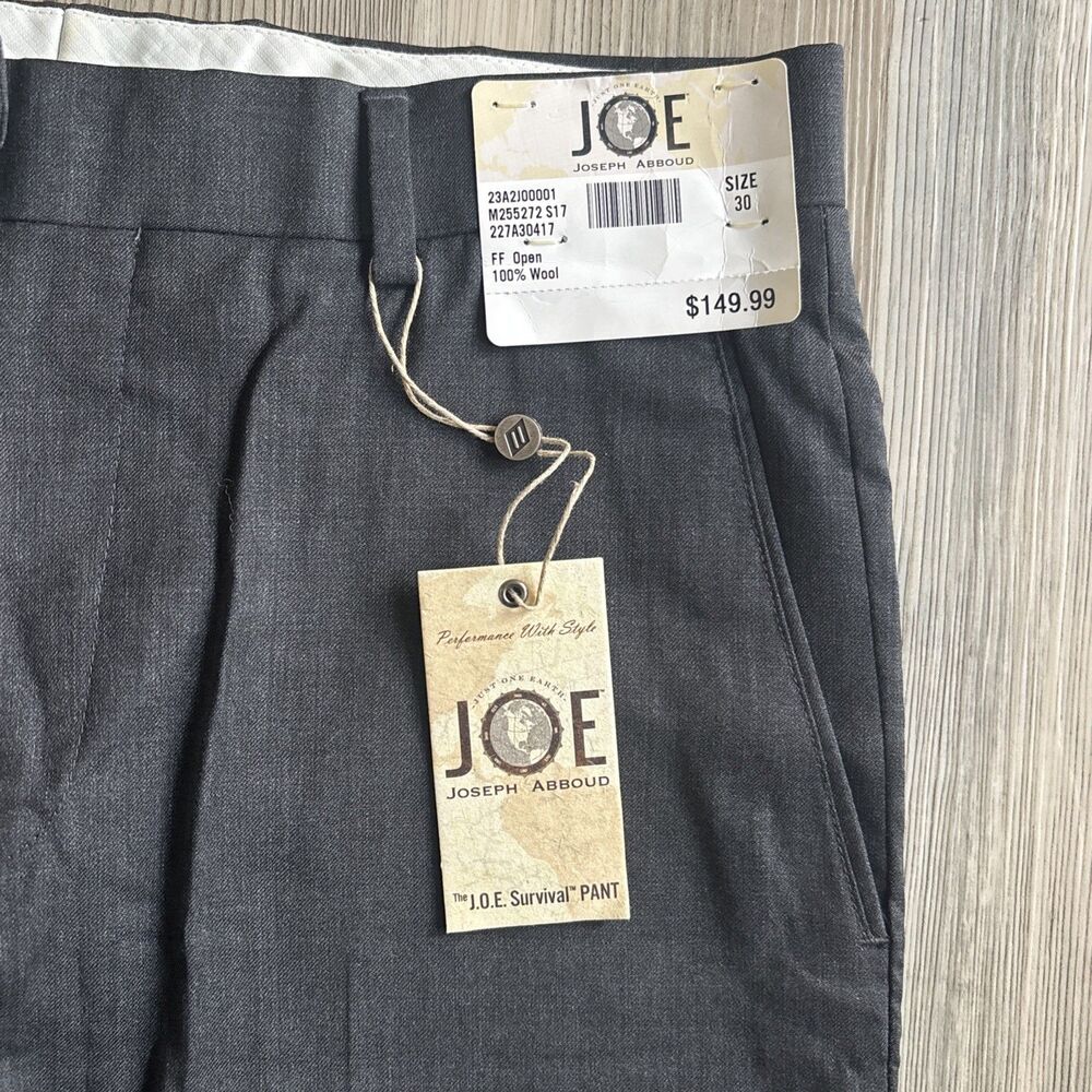 NWT Joe Joseph Aboud Survival Pants 100% Wool Gray  Size 30 See Details